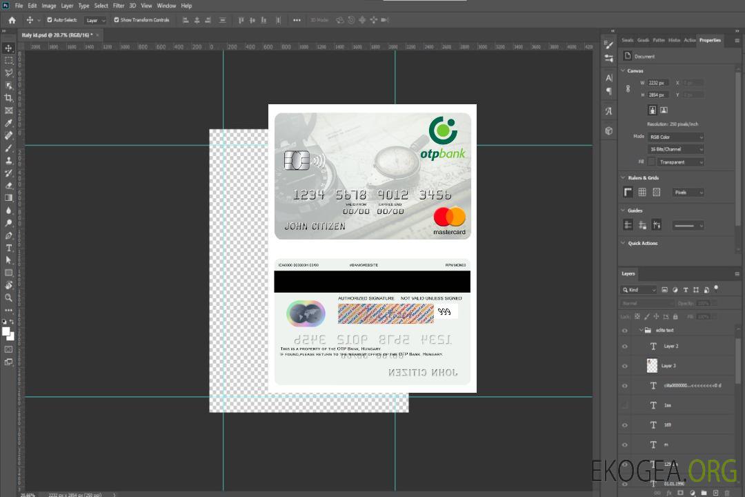 Hongrie OTP Bank mastercard template Hongrie OTP Bank mastercard template